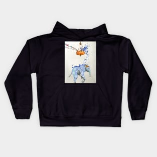 Beatrice Elephant with Blue Butterflies Kids Hoodie